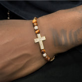 Men’s Copper Gold-Plated Full Diamond Cross Bracelet